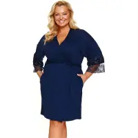 Doctor Nap Badjas Dames Kamerjas Viscose Plus Size Navy SWW.7261 42 / XL