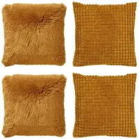 Dutch decor - KUSSENSET - 4-delig - Cosy Favourites - 45x45 cm - inclusief binnenkussens - geel - Met Ritssluiting – Decoratie Kussens - Comfortabele kussentjes voor op de Bank
