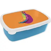 MuchoWow Broodtrommel Blauw - Lunchbox Felle kleuren - Banaan - popart - Brooddoos 18x12x6 cm - Brood lunch box - Broodtrommels voor kinderen en volwassenen