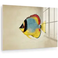 MuchoWow Glasschilderij 180x120 cm - Schilderij acrylglas - Kleurrijk - Vis - Schubben - Illustratie - Foto op glas - Muurdecoratie woonkamer - Wanddecoratie slaapkamer - Schilderijen
