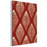 MuchoWow Aluminium schilderij 120x160 cm - Wanddecoratie metaal - Bladeren - Rood - Elegant - Metalen muurdecoratie woonkamer - Decoratie industrieel - Foto op dibond - Industriële accessoires slaapkamer