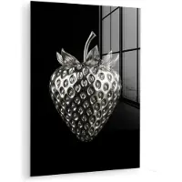 MuchoWow Glasschilderij 120x160 cm - Schilderij acrylglas - Aardbei - Zaadstructuur - Realistisch - Foto op glas - Muurdecoratie woonkamer - Wanddecoratie slaapkamer - Schilderijen