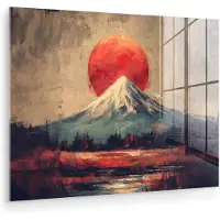 MuchoWow Glasschilderij 160x120 cm - Schilderij acrylglas - Bergtop - Sneeuw - Zon - Foto op glas - Muurdecoratie woonkamer - Wanddecoratie slaapkamer - Schilderijen
