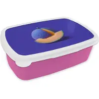 MuchoWow Broodtrommel Roze - Lunchbox Meloen - Blauw - Oranje - Kunstzinnig - Brooddoos 18x12x6 cm - Brood lunch box - Broodtrommels voor kinderen en volwassenen
