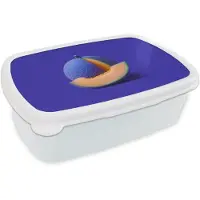 MuchoWow Broodtrommel Wit - Lunchbox Meloen - Blauw - Oranje - Kunstzinnig - Brooddoos 18x12x6 cm - Brood lunch box - Broodtrommels voor kinderen en volwassenen