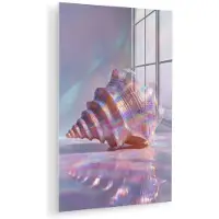 MuchoWow Glasschilderij 120x180 cm - Schilderij acrylglas - Schelp - Glanzend - Regenboogtinten - Foto op glas - Muurdecoratie woonkamer - Wanddecoratie slaapkamer - Schilderijen