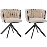 Merax Velours Fauteuil met 180° Draaifunctie Ergonomisch Ontwerp en Luxe Comfort – 2 stuks Ivoor