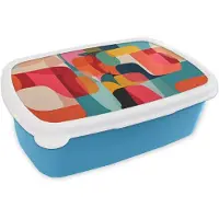 MuchoWow Broodtrommel Blauw - Lunchbox Vormen - Kleurrijk - Abstract - Vlakken - Brooddoos 18x12x6 cm - Brood lunch box - Broodtrommels voor kinderen en volwassenen