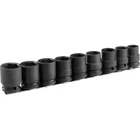 Facom set van 9 korte 6-kantdoppen op rail, metrische maten - NS.J9