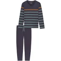 Schiesser Pyjama lang donkerblauw / grafiet