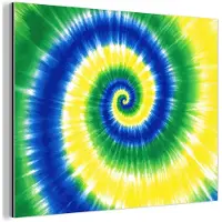 MuchoWow Aluminium schilderij 160x120 cm - Wanddecoratie metaal - Spiraal - Groen - Draaiend - Metalen muurdecoratie woonkamer - Decoratie industrieel - Foto op dibond - Industriële accessoires slaapkamer