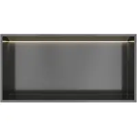 Hotbath &More BOX060L inbouwnis 30x60x10cm met verlichting geborsteld gunmetal PVD