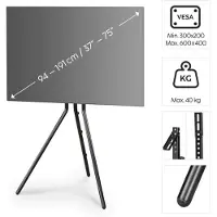 Hama Steun TV op Standaard - - Schildersezel - Verstelbare Hoogte - Voor Televisie 75" - Max Belastbaarheid 40kg