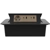Livolo Stekkerdoos | Pop-Up | Zwart | 3 | Push | Inbouw | Dubbele USB/USB-C