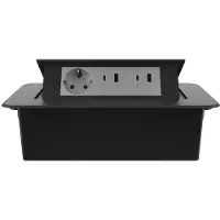Livolo Stekkerdoos | Pop-Up | Zwart | 3 | Push | Inbouw | Dubbele USB/USB-C