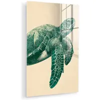 MuchoWow Glasschilderij 120x180 cm - Schilderij acrylglas - Schildpad - Sierlijk - Groen - Schild - Foto op glas - Muurdecoratie woonkamer - Wanddecoratie slaapkamer - Schilderijen