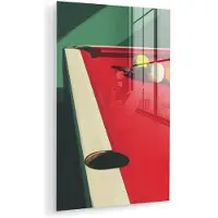 MuchoWow Glasschilderij 20x30 cm - Schilderij acrylglas - Biljarttafel - Ballen - Rood - Schaduw - Foto op glas - Muurdecoratie woonkamer - Wanddecoratie slaapkamer - Schilderijen
