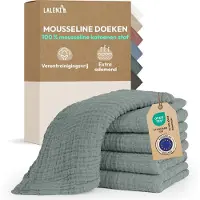 Laleni Hydrofiele Doeken - 100% Katoen - Mousseline - 70x70cm - Lichtgroen - Set van 5