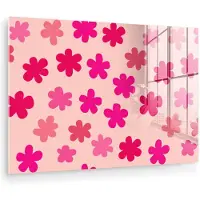 MuchoWow Glasschilderij 150x100 cm - Schilderij acrylglas - Bloemen - Patroon - Roze - Foto op glas - Muurdecoratie woonkamer - Wanddecoratie slaapkamer - Schilderijen