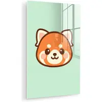 MuchoWow Glasschilderij 20x30 cm - Schilderij acrylglas - Rode panda - Groen - Cartoon - Foto op glas - Muurdecoratie woonkamer - Wanddecoratie slaapkamer - Schilderijen