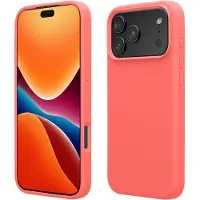Kwmobile telefoonhoesje geschikt voor Apple iPhone 17 Pro - Hoesje met siliconen coating - Smartphone case in neon koraal