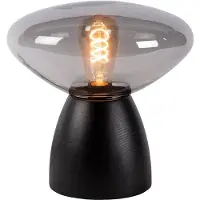 Atmooz - Tafellamp Cannes - Zwart Eikenhout & Gerookt Glas - Ø 29 cm - E27 - Stijlvol Design