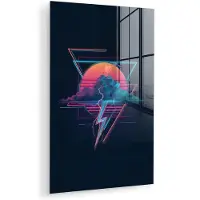 MuchoWow Glasschilderij 40x60 cm - Schilderij acrylglas - Wolk - Bliksemschicht - Driehoeken - Lijnen - Foto op glas - Muurdecoratie woonkamer - Wanddecoratie slaapkamer - Schilderijen