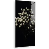 MuchoWow Glasschilderij 80x160 cm - Schilderij acrylglas - Gipskruid - Bloemetjes - Wit - Minimalistisch - Foto op glas - Muurdecoratie woonkamer - Wanddecoratie slaapkamer - Schilderijen