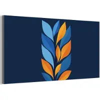 MuchoWow Aluminium schilderij 40x20 cm - Wanddecoratie metaal - Abstract - Bladeren - Blauw - Metalen muurdecoratie woonkamer - Decoratie industrieel - Foto op dibond - Industriële accessoires slaapkamer