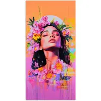 PosterMonkey Poster 80x160 cm - Portret - Bloemenkroon - Vrouw - Posters - Kamer decoratie - Wanddecoratie woonkamer - Muurdecoratie slaapkamer