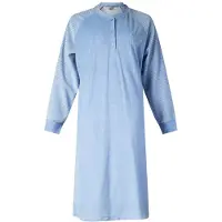 Lunatex - warm dames nachthemd 224183 badstof - winter nachthemd - blauw - maat L