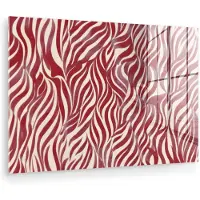 MuchoWow Glasschilderij 60x40 cm - Schilderij acrylglas - Golvende vormen - Abstract - Rood - Foto op glas - Muurdecoratie woonkamer - Wanddecoratie slaapkamer - Schilderijen