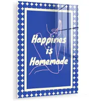 MuchoWow Glasschilderij 30x40 cm - Schilderij acrylglas - Lijntekening - Vrouw - Quote - Blauw - Foto op glas - Muurdecoratie woonkamer - Wanddecoratie slaapkamer - Schilderijen