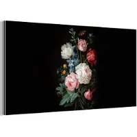 MuchoWow Aluminium schilderij 40x20 cm - Wanddecoratie metaal - Boeket - Kleurrijk - Klassiek - Metalen muurdecoratie woonkamer - Decoratie industrieel - Foto op dibond - Industriële accessoires slaapkamer