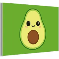 MuchoWow Aluminium schilderij 30x20 cm - Wanddecoratie metaal - Avocado - Groen - Speels - Metalen muurdecoratie woonkamer - Decoratie industrieel - Foto op dibond - Industriële accessoires slaapkamer