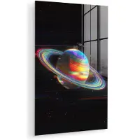 MuchoWow Glasschilderij 20x30 cm - Schilderij acrylglas - Planeet - Cirkel - Kleurrijk - Foto op glas - Muurdecoratie woonkamer - Wanddecoratie slaapkamer - Schilderijen