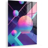 MuchoWow Glasschilderij 30x40 cm - Schilderij acrylglas - Cirkels - Vlakken - Abstract - Blauw - Foto op glas - Muurdecoratie woonkamer - Wanddecoratie slaapkamer - Schilderijen