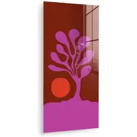 MuchoWow Glasschilderij 60x120 cm - Schilderij acrylglas - Boom - Paars - Cirkel - Vloeiend - Foto op glas - Muurdecoratie woonkamer - Wanddecoratie slaapkamer - Schilderijen