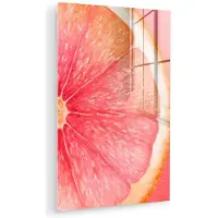 MuchoWow Glasschilderij 120x180 cm - Schilderij acrylglas - Grapefruit - Roze - Levendig - Foto op glas - Muurdecoratie woonkamer - Wanddecoratie slaapkamer - Schilderijen