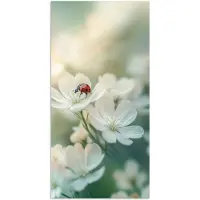 PosterMonkey Poster 20x40 cm - Lieveheersbeestje - Bloemen - Wit - Posters - Kamer decoratie - Wanddecoratie woonkamer - Muurdecoratie slaapkamer