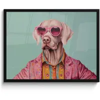 PosterMonkey Poster in lijst - Fotolijst 80x60 cm - Posters - Hond - Overhemd - Bloemen - Bril - Posterlijst zwart - Decoratie - Wanddecoratie woonkamer - Muurdecoratie slaapkamer