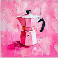 PosterMonkey Poster 75x75 cm - Roze - Verf - Coffee - Posters - Kamer decoratie - Wanddecoratie woonkamer - Muurdecoratie slaapkamer