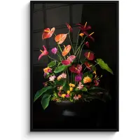 PosterMonkey Poster in lijst - Fotolijst 80x120 cm - Posters - Bloemen - Vaas - Kleurrijk - Posterlijst zwart - Decoratie - Wanddecoratie woonkamer - Muurdecoratie slaapkamer