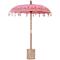 vidaXL Balinese parasol met basis Roze 185 x 185 x 260 cm Katoen