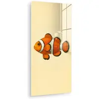 MuchoWow Glasschilderij 20x40 cm - Schilderij acrylglas - Vis - Oranje - Strepen - Foto op glas - Muurdecoratie woonkamer - Wanddecoratie slaapkamer - Schilderijen