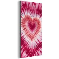 MuchoWow Aluminium schilderij 40x80 cm - Wanddecoratie metaal - Hartvorm - Roze - Tie dye - Metalen muurdecoratie woonkamer - Decoratie industrieel - Foto op dibond - Industriële accessoires slaapkamer
