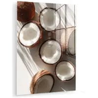 MuchoWow Glasschilderij 120x160 cm - Schilderij acrylglas - Kokosnoten - Bruin - Shaduw - Foto op glas - Muurdecoratie woonkamer - Wanddecoratie slaapkamer - Schilderijen