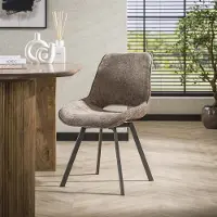 Dimehouse Set van 4 eetkamerstoelen Riviera Rich champagne draaibaar - Chenille - Scandinavisch & Basic