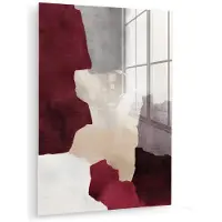 MuchoWow Glasschilderij 120x160 cm - Schilderij acrylglas - Abstract - Kleurbakken - Rood - Foto op glas - Muurdecoratie woonkamer - Wanddecoratie slaapkamer - Schilderijen