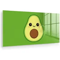 MuchoWow Glasschilderij 40x20 cm - Schilderij acrylglas - Avocado - Groen - Speels - Foto op glas - Muurdecoratie woonkamer - Wanddecoratie slaapkamer - Schilderijen